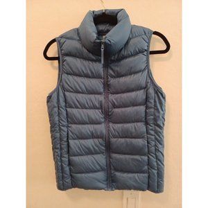 Uniqlo Down Vest Womens Sz S Blue Puffer Full Zip Lightweight Packable Quilted